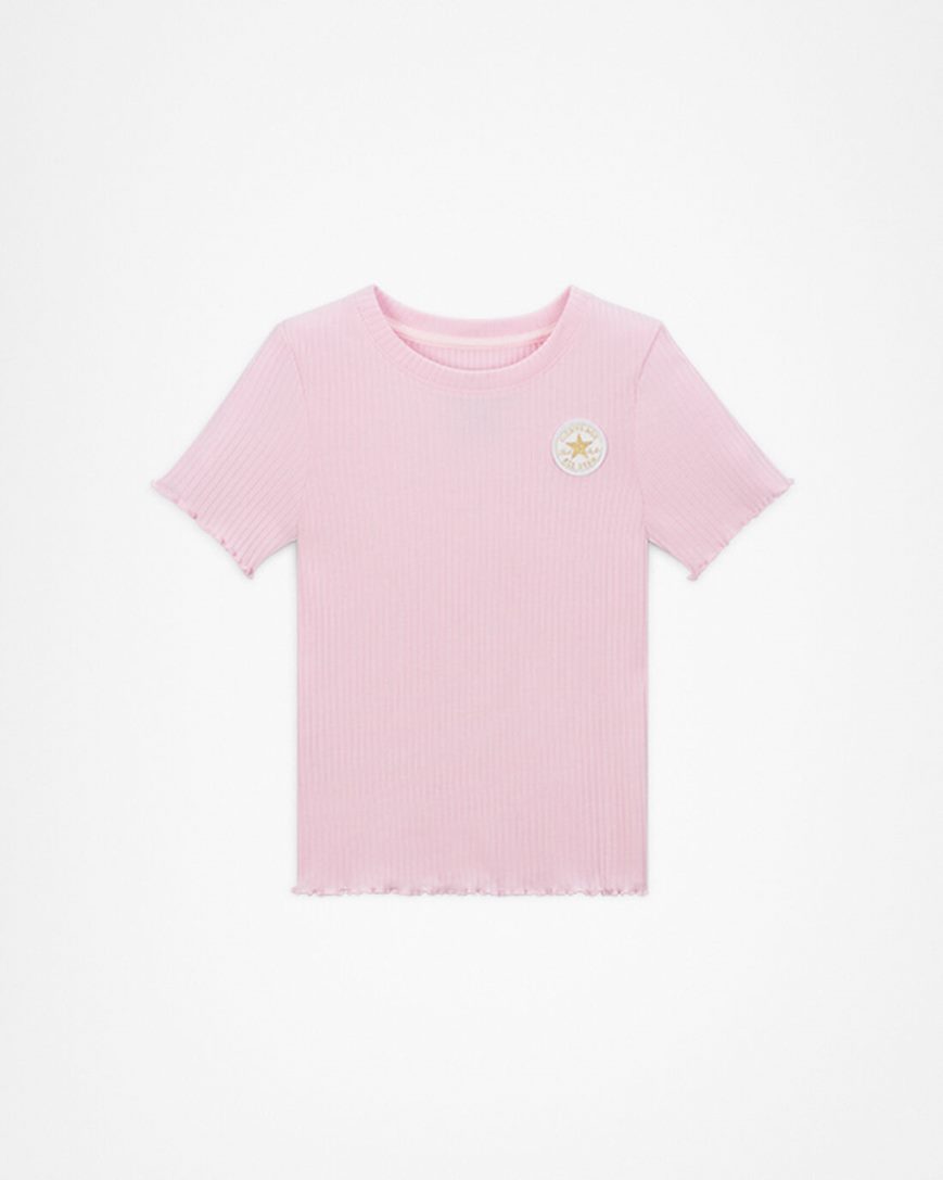 Girls\' Converse Short Sleeve Ribbed Baby Doll T-Shirts Pink | AU 950E1T